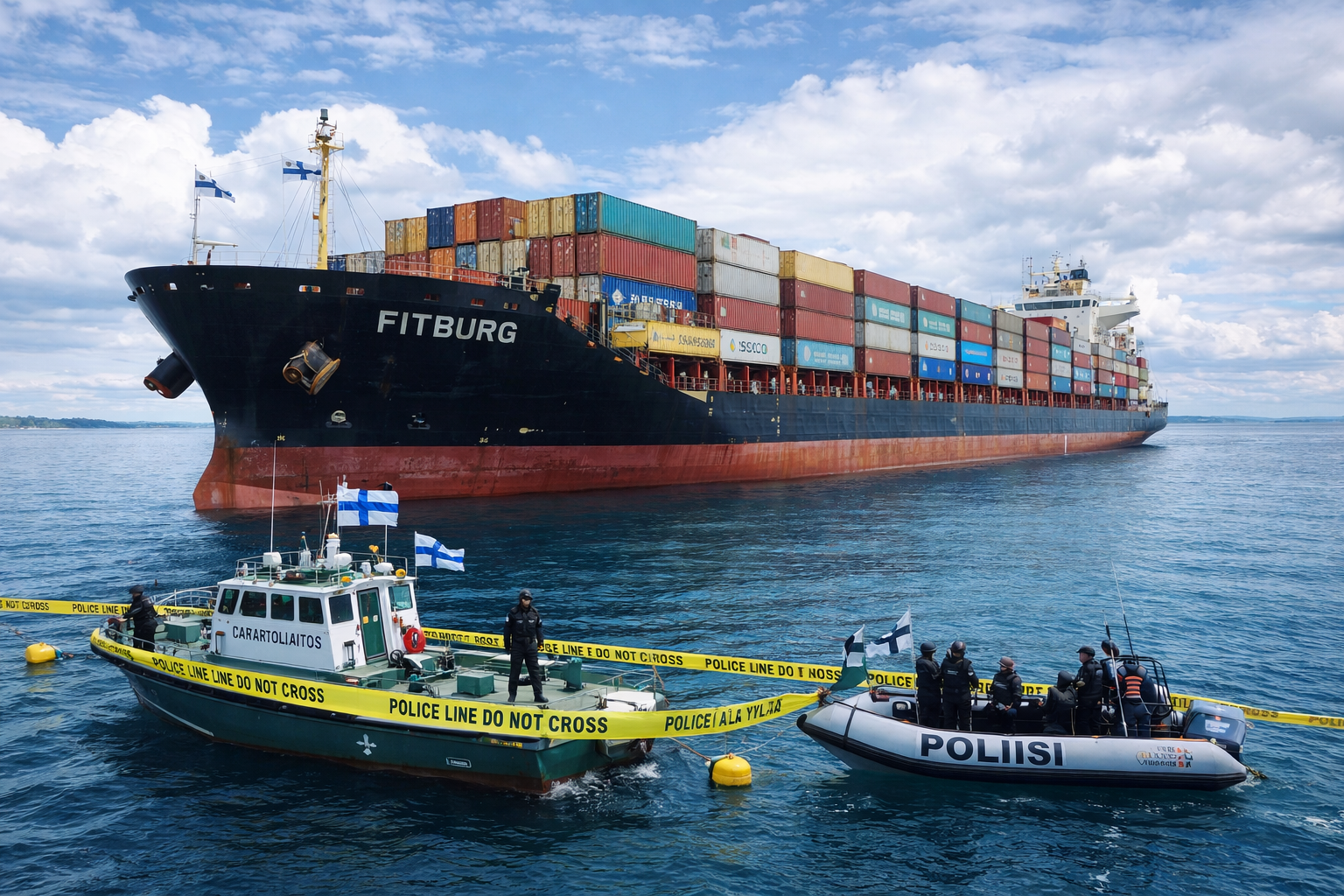Судно Fitburg задержали в Финляндии из-за груза и инцидента с кабелем