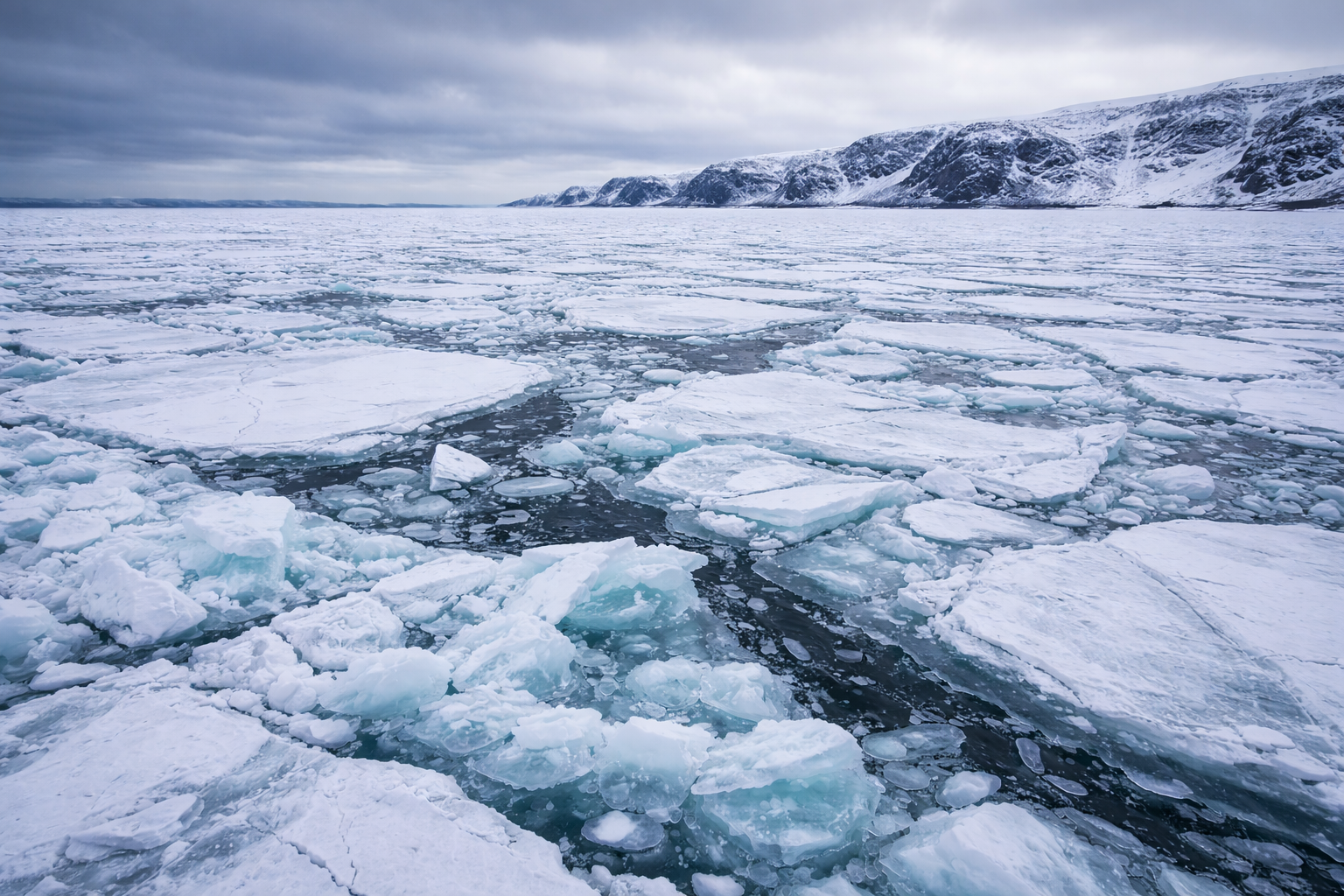 Теплоход застрял во льдах у посёлка Беринговский на Чукотке